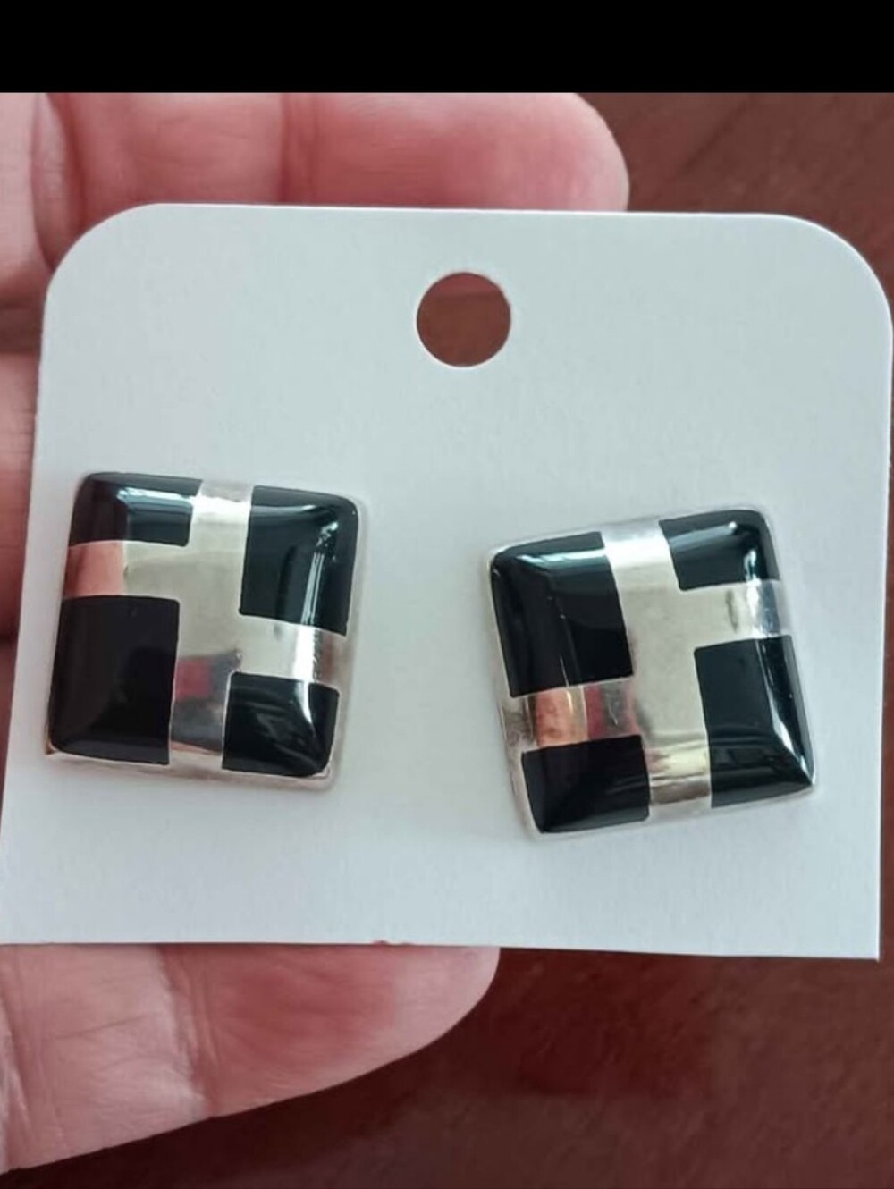 Taxco Sterling Silver Onyx Earringd